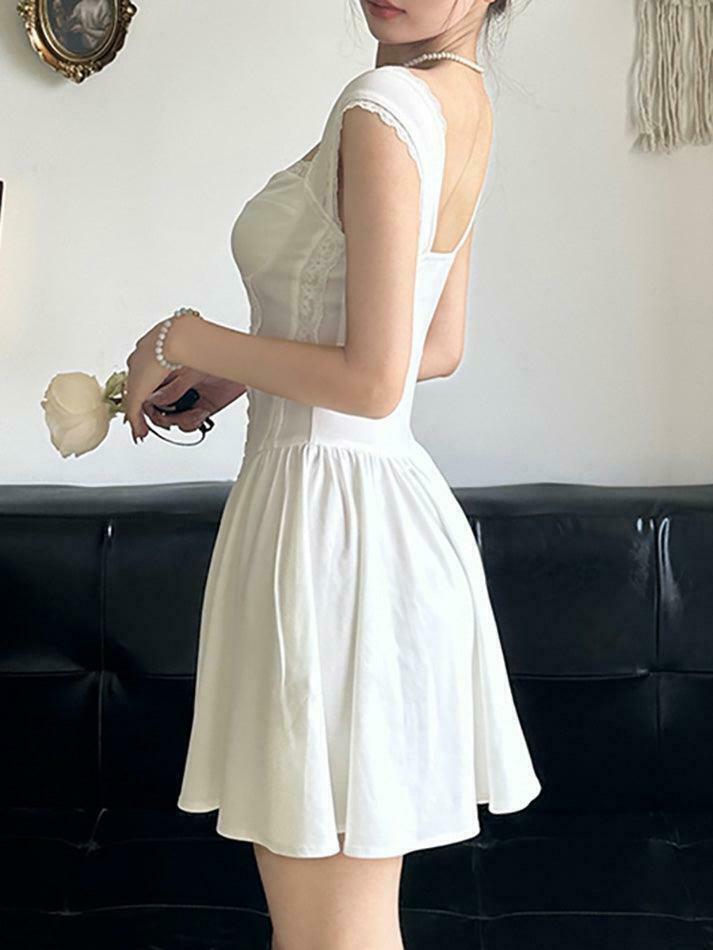 Coquette Aesthetic Lace Trim Mini Corset Dress Coquette Aesthetic Lace Trim Mini Corset Dress