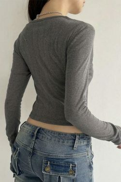 Coquette Aesthetic Lace Trim Splice V Neck Long Sleeve Knit Sweater