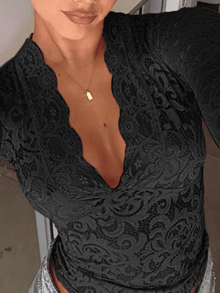 Coquette Aesthetic Lace V-Neck Flared Sleeve Top - Y2K Fashion Statement Piece