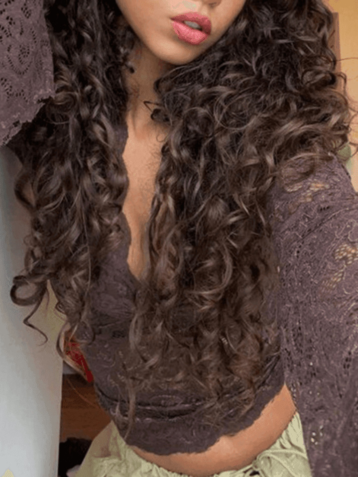 Coquette Aesthetic Lace V-Neck Flared Sleeve Top - Y2K Fashion Statement Piece