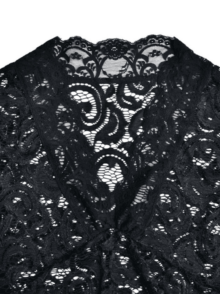 Coquette Aesthetic Lace V-Neck Flared Sleeve Top - Y2K Fashion Statement Piece