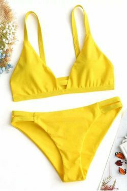 Coquette Aesthetic Ladder Cut Cami Ruched Bikini - Y2K Fashion Swimwear