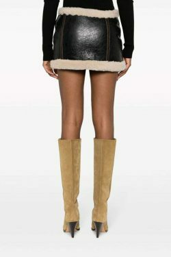 Coquette Aesthetic Lambswool Mini Skirt with Buckle Placket