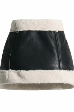 Coquette Aesthetic Lambswool Mini Skirt with Buckle Placket