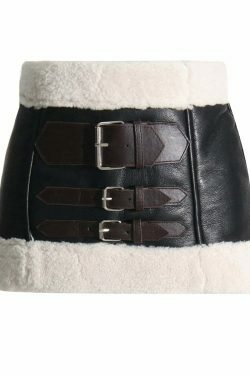 Coquette Aesthetic Lambswool Mini Skirt with Buckle Placket