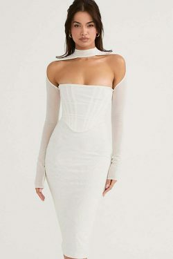 Coquette Aesthetic Laura Bodycon Midi Dress - Y2K Fashion Statement for Women