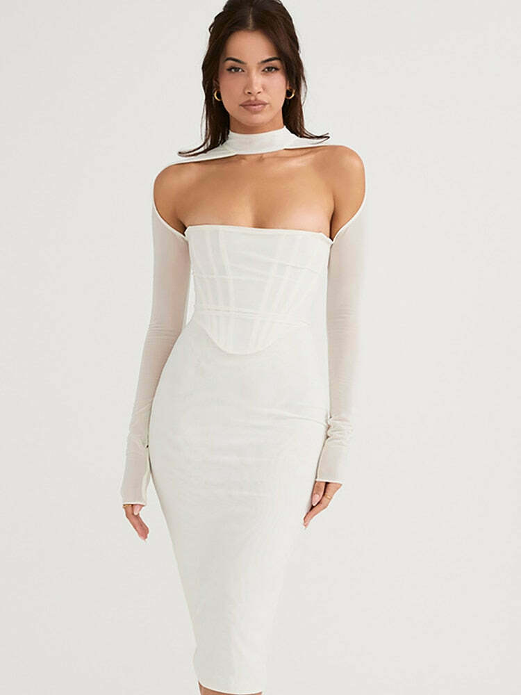 Coquette Aesthetic Laura Bodycon Midi Dress - Y2K Fashion Statement for Women