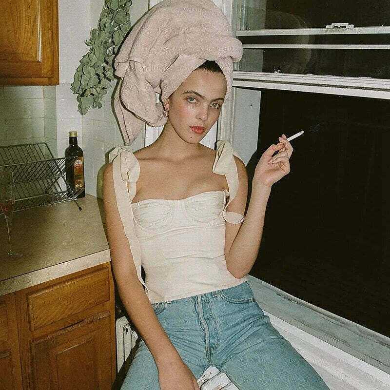 Coquette Aesthetic Laurel Bandage Bodycon Top - Y2K Fashion Statement Piece