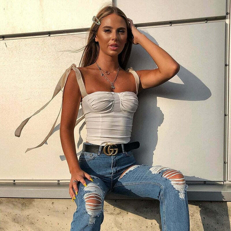 Coquette Aesthetic Laurel Bandage Bodycon Top - Y2K Fashion Statement Piece