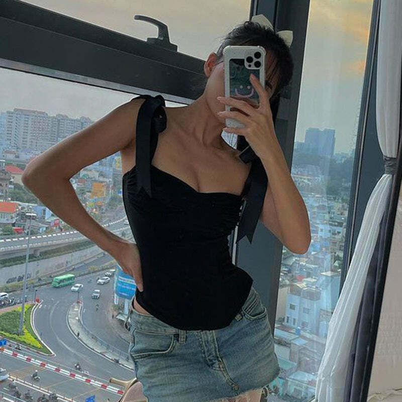 Coquette Aesthetic Laurel Bandage Bodycon Top - Y2K Fashion Statement Piece