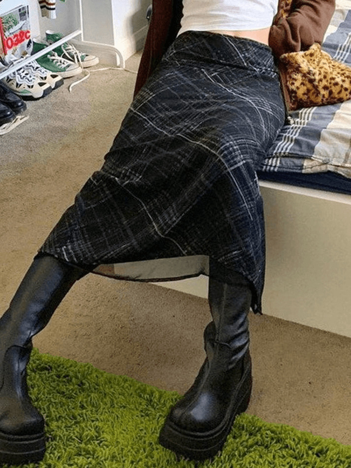 Coquette Aesthetic Layered Midi Skirt - Y2K Fashion with Grunge & Pastel Goth Vibes Coquette Aesthetic Layered Midi Skirt - Y2K Fashion with Grunge & Pastel Goth Vibes