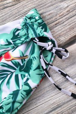 Coquette Aesthetic Leaf Cutout Tie Front Bikini Set - Y2K Fashion Swimwear