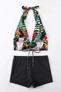 Coquette Aesthetic Leaf Printed Swimsuit Bikini for Women - Y2K Fashion Statement Piece
