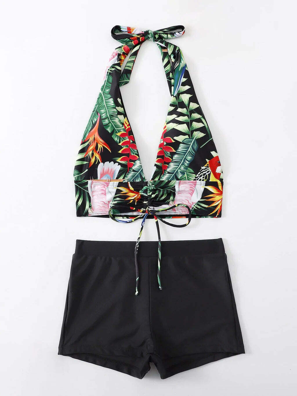 Coquette Aesthetic Leaf Printed Swimsuit Bikini for Women - Y2K Fashion Statement Piece