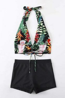 Coquette Aesthetic Leaf Printed Swimsuit Bikini for Women - Y2K Fashion Statement Piece