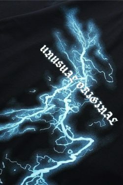 Coquette Aesthetic Lightning Tee: Y2K Fashion with Grunge Style & Pastel Goth Vibes