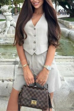 Coquette Aesthetic Linen Shorts Set for Women - Y2K Fashion Outfit with a Touch of Elegance