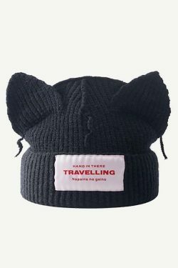 Coquette Aesthetic Logo Patched Cute Ear Beanie Hat