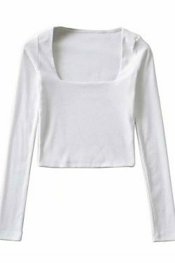 Coquette Aesthetic Long-Sleeve Square Neck Cropped T-Shirt