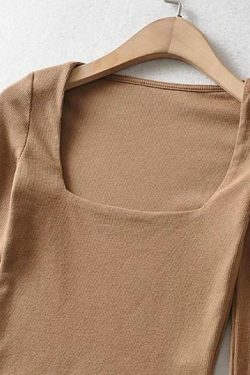 Coquette Aesthetic Long-Sleeve Square Neck Cropped T-Shirt