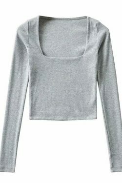 Coquette Aesthetic Long-Sleeve Square Neck Cropped T-Shirt