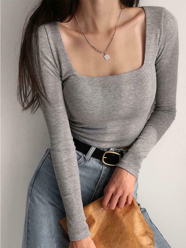 Coquette Aesthetic Long-Sleeve Square Neck Cropped T-Shirt Coquette Aesthetic Long-Sleeve Square Neck Cropped T-Shirt