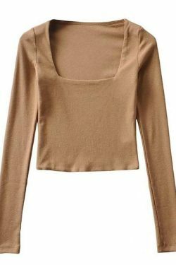 Coquette Aesthetic Long-Sleeve Square Neck Cropped T-Shirt
