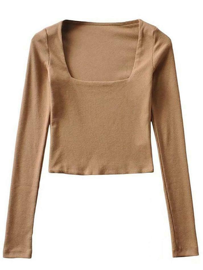 Coquette Aesthetic Long-Sleeve Square Neck Cropped T-Shirt Coquette Aesthetic Long-Sleeve Square Neck Cropped T-Shirt