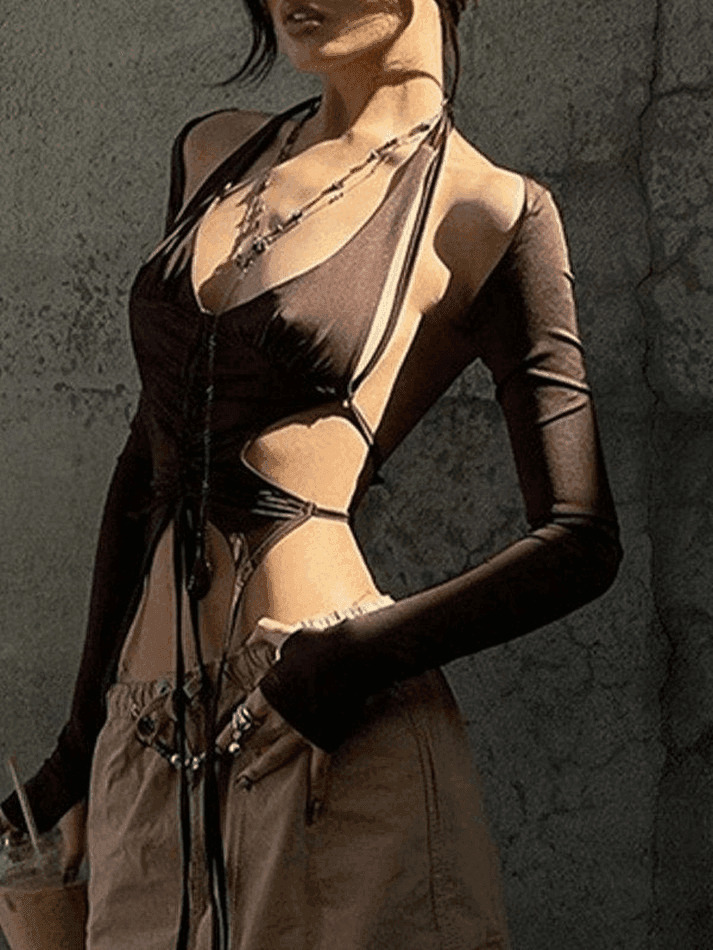 Coquette Aesthetic Long Sleeve Bolero and Cami Set - Y2K Fashion Women's Outfit