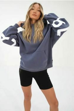 Coquette Aesthetic Loose Fit Hoodie with Big Thick Letters - Y2K Fashion Statement