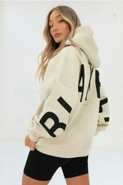Coquette Aesthetic Loose Fit Hoodie with Big Thick Letters - Y2K Fashion Statement