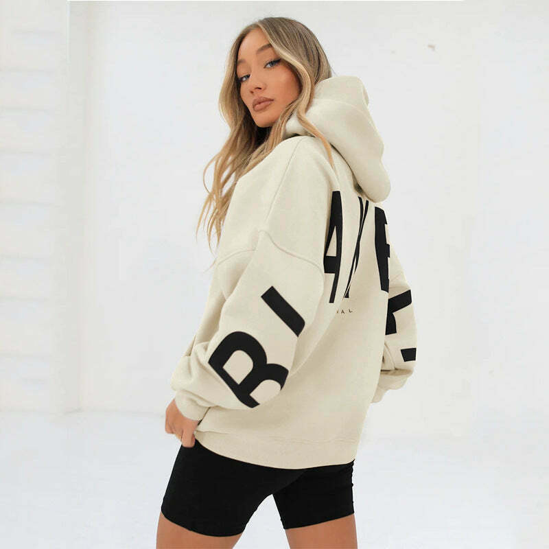 Coquette Aesthetic Loose Fit Hoodie with Big Thick Letters - Y2K Fashion Statement Coquette Aesthetic Loose Fit Hoodie with Big Thick Letters - Y2K Fashion Statement