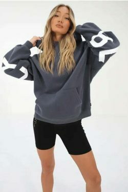 Coquette Aesthetic Loose Fit Hoodie with Big Thick Letters - Y2K Fashion Statement