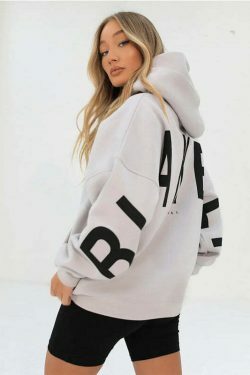 Coquette Aesthetic Loose Fit Hoodie with Big Thick Letters - Y2K Fashion Statement