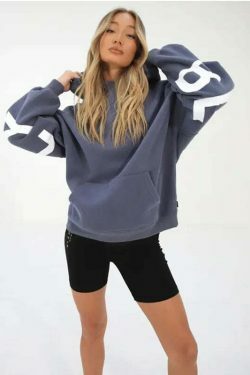 Coquette Aesthetic Loose Fit Hoodie with Big Thick Letters - Y2K Fashion Statement