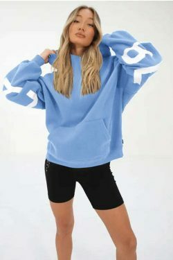 Coquette Aesthetic Loose Fit Hoodie with Big Thick Letters - Y2K Fashion Statement