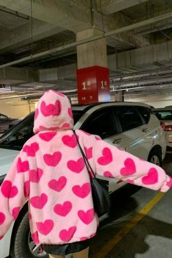 Coquette Aesthetic Love Struck Fur Jacket - Y2K Fashion Women's Clothing