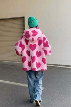 Coquette Aesthetic Love Struck Fur Jacket - Y2K Fashion Women's Clothing