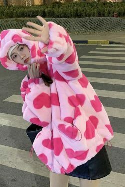 Coquette Aesthetic Love Struck Fur Jacket - Y2K Fashion Women's Clothing