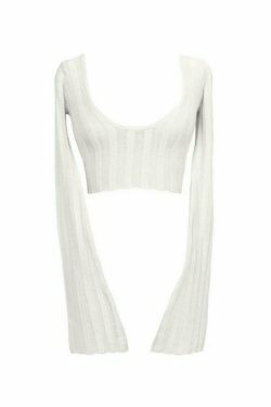 Coquette Aesthetic Low Neck Flare Long Sleeve Tee - Y2K Fashion Women's Top