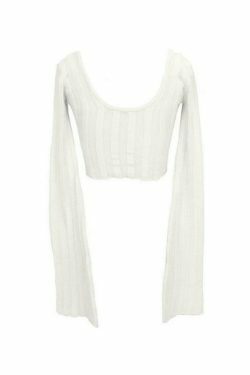 Coquette Aesthetic Low Neck Flare Long Sleeve Tee - Y2K Fashion Women's Top