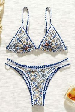 Coquette Aesthetic Majolica Print Holiday Bikini Set