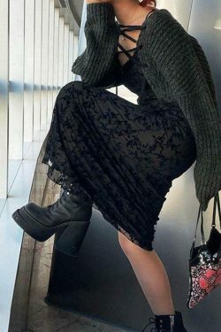 Coquette Aesthetic Maxi Dress with Generous Collar for Women - Y2K Fashion Statement