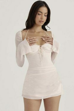 Coquette Aesthetic Meadow Mini Bodycon Dress - Y2K Fashion Statement for Women