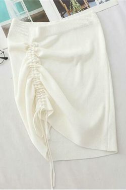 Coquette Aesthetic Melanie Knitted Drawstring Mini Skirt