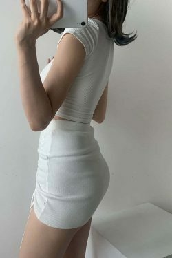 Coquette Aesthetic Melanie Knitted Drawstring Mini Skirt