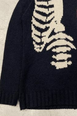 Coquette Aesthetic Men's Skeleton Jacquard Turtleneck Sweater