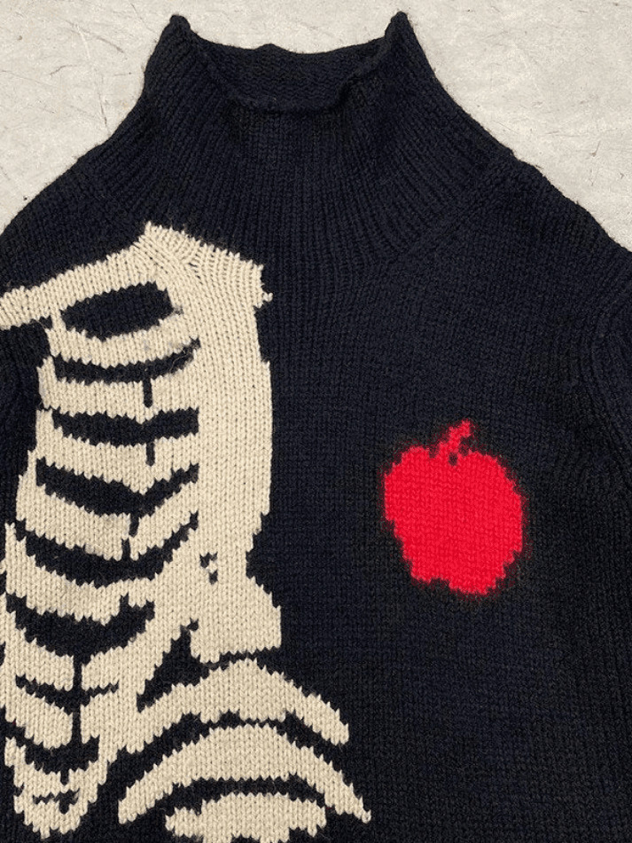 Coquette Aesthetic Men's Skeleton Jacquard Turtleneck Sweater Coquette Aesthetic Men's Skeleton Jacquard Turtleneck Sweater