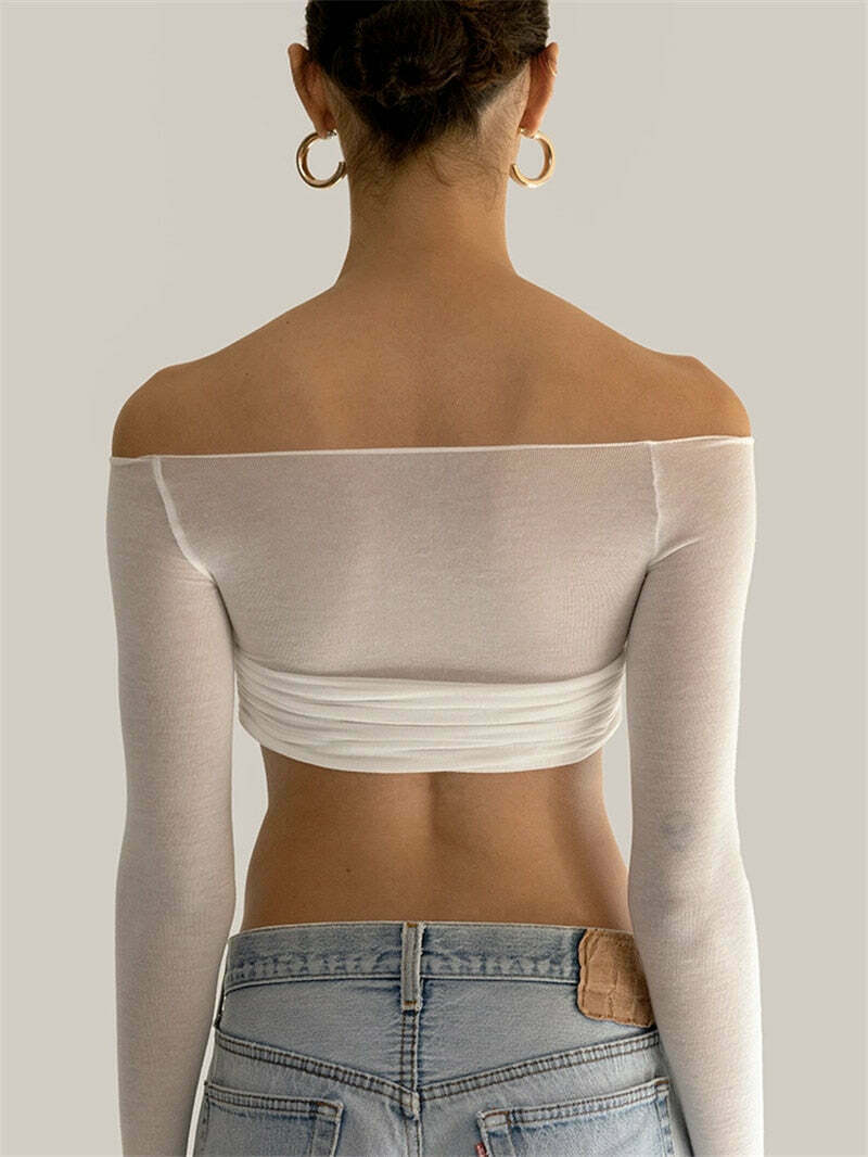 Coquette Aesthetic Mesh Crop Top - Y2K Fashion Women's Clothing for Grunge and Pastel Goth Style