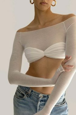 Coquette Aesthetic Mesh Crop Top - Y2K Fashion Women's Clothing for Grunge and Pastel Goth Style